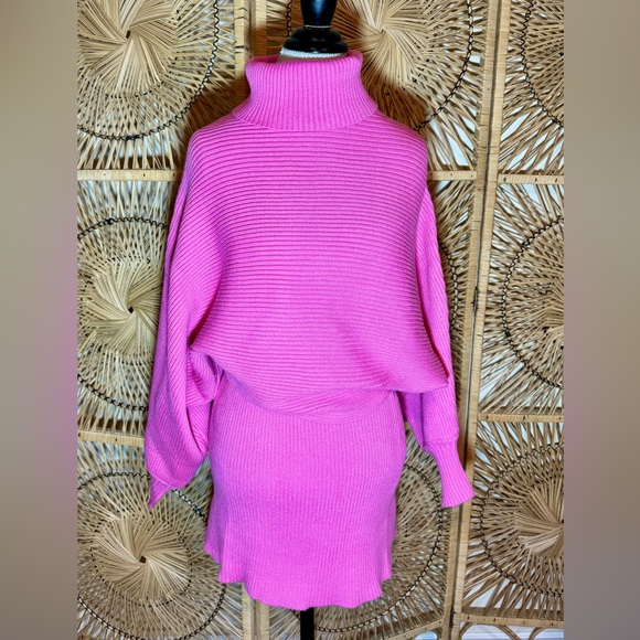 ZARA Bubblegum Pink Matching Crop Turtleneck Skirt Knit Set - Picture 3 of 10
